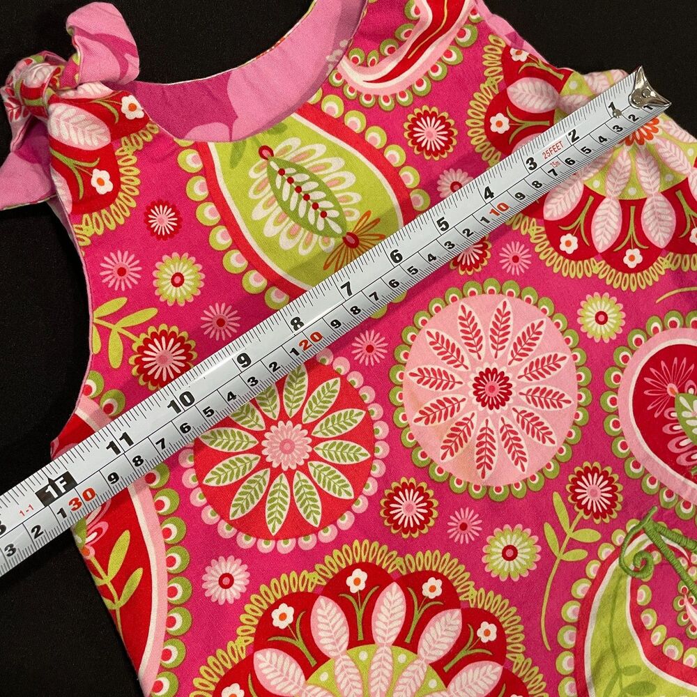 ~ Sundress Girls 4 Monogram M Reversible Floral Pink Paisley - like Lilly P - Picture 7 of 12